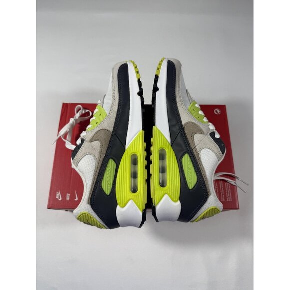 New Nike Air Max 90 Shoes Mens Size 7 White Khaki Cyber Volt Sneakers DM0029-107 - Picture 7 of 11